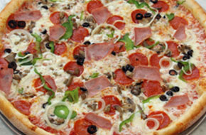 Ham and cheese pizza